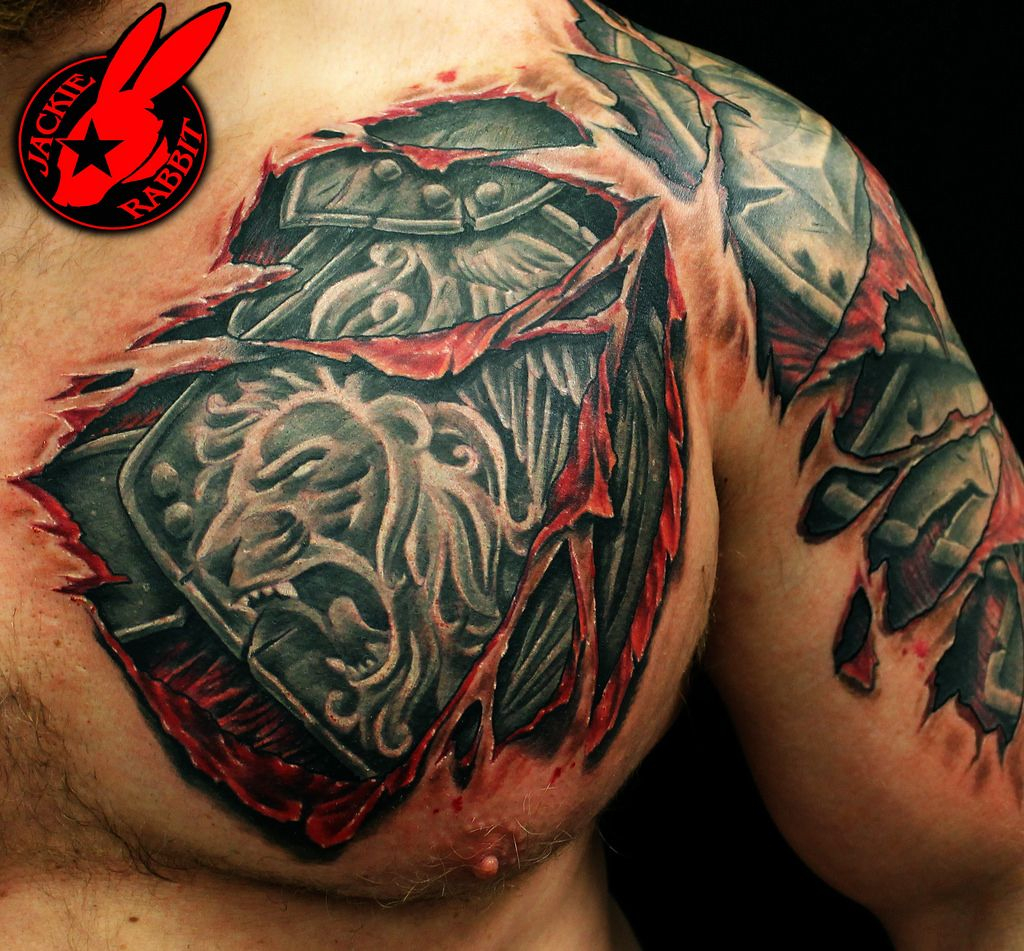 Chest Torn Skin Tattoo And Torn Skin On Arm Tattoos Piercings inside proportions 1024 X 951
