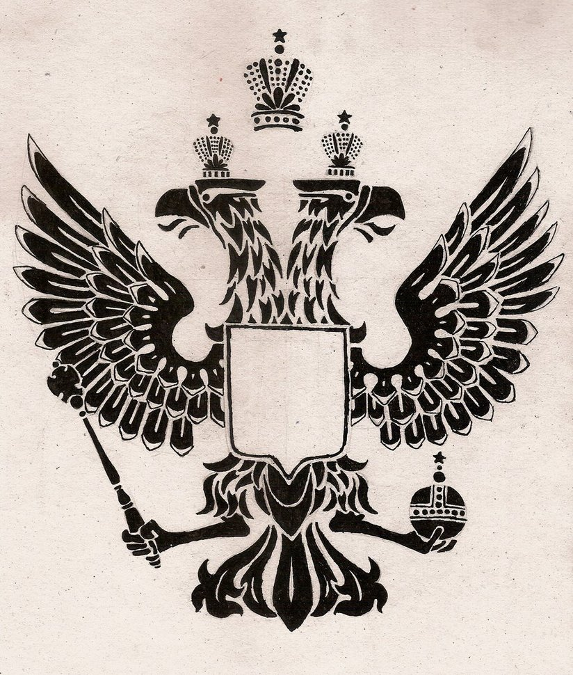 Тату герб Российской империи двуглавый Орел