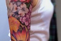 Colorful Flower Full Arm Sleeve Tattoo Ideas For Women Watercolor within dimensions 1000 X 1826
