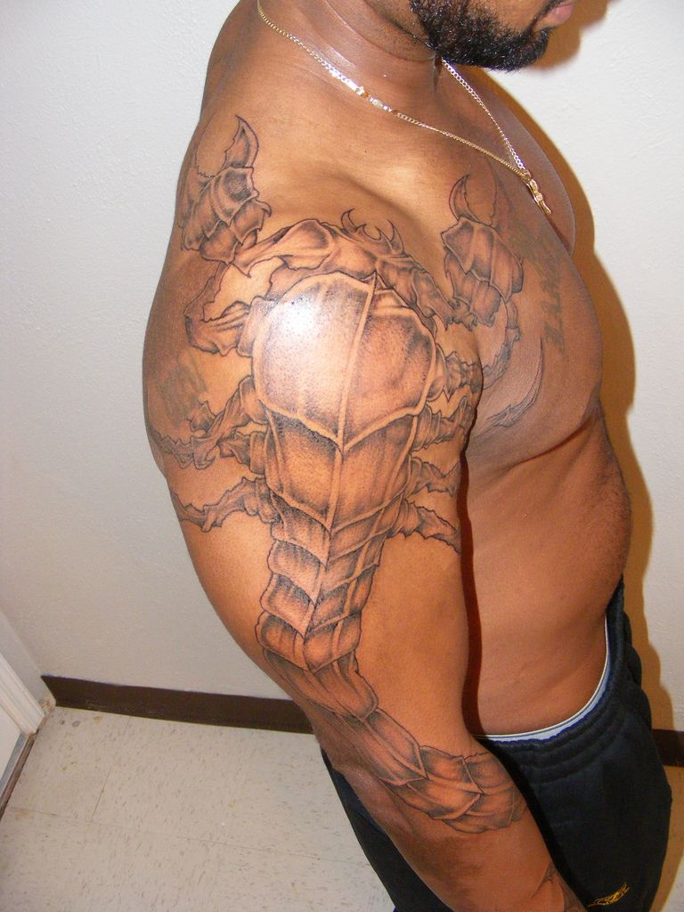 Custom Scorpion Arm Tattoo Trinity Studios Scorpion Tattoos Art intended for sizing 768 X 1024