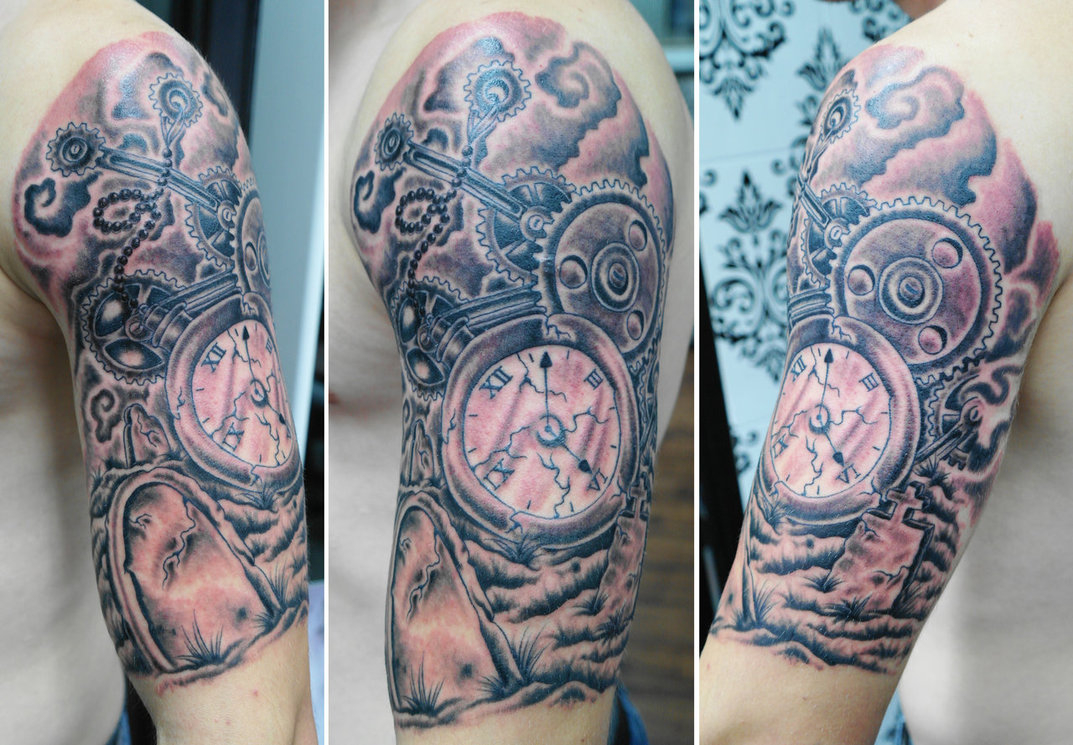 Custom Watch And Gear Cogs Half Sleeve 4 Ashtonbkeje On Deviantart with regard to size 1073 X 745