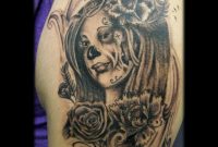 Dead Lady With Roses Swirls Filigree Black Grey Arm Tattoo Nina in size 2128 X 2832