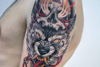Demon Wolf And Skull Tattoo Idea On The Arm Wolf Tattoo Ideas throughout size 1080 X 1080