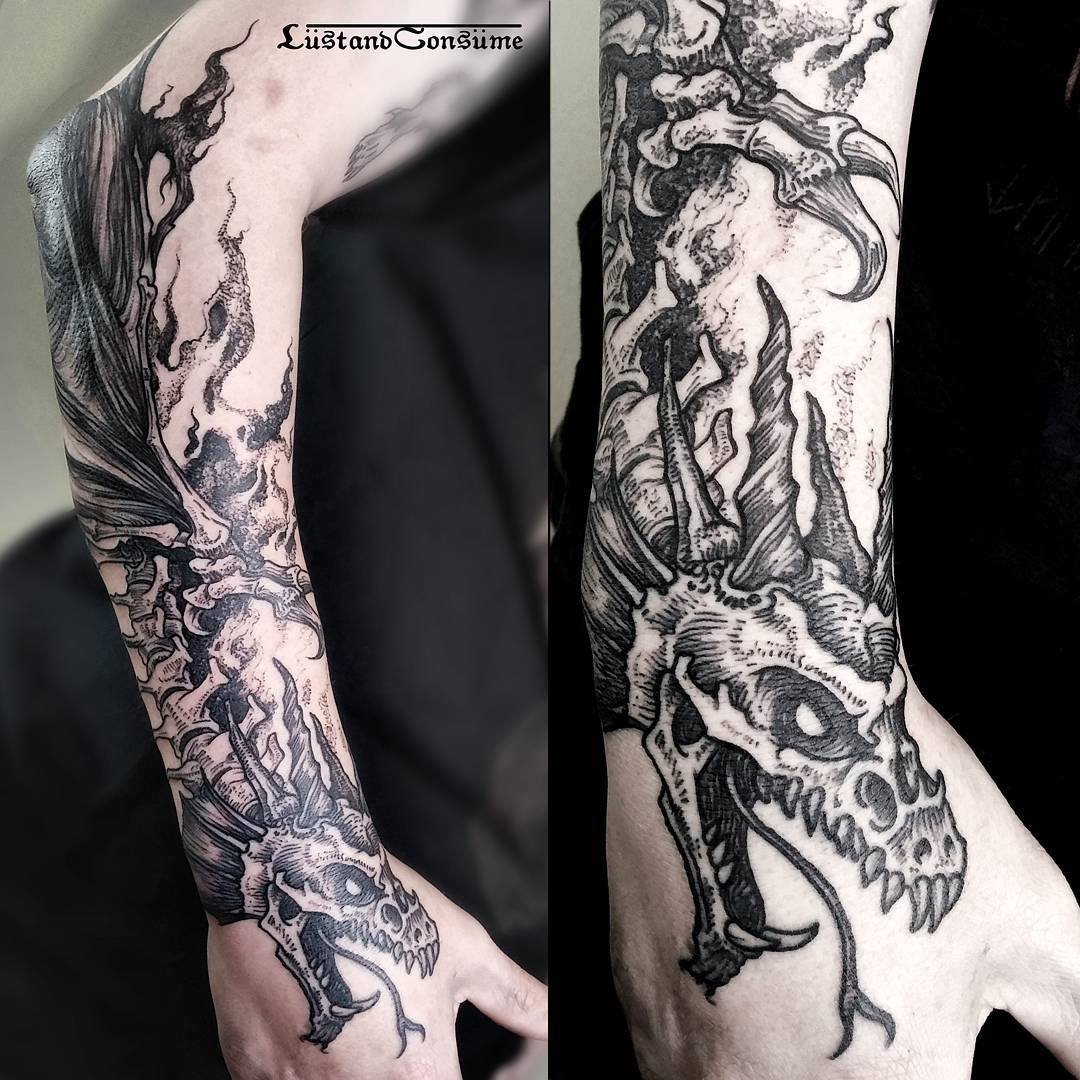 Dragon Skeleton Tattoo Best Tattoo Ideas Gallery intended for measurements 1080 X 1080