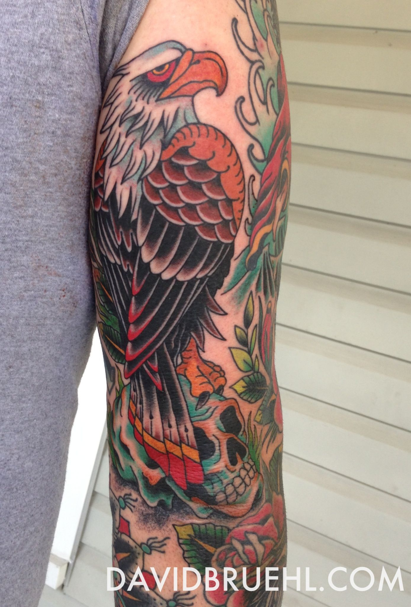 Eagle And Skull Traditional Tattoo On A Mans Last Spot Left On His intended for size 1388 X 2047