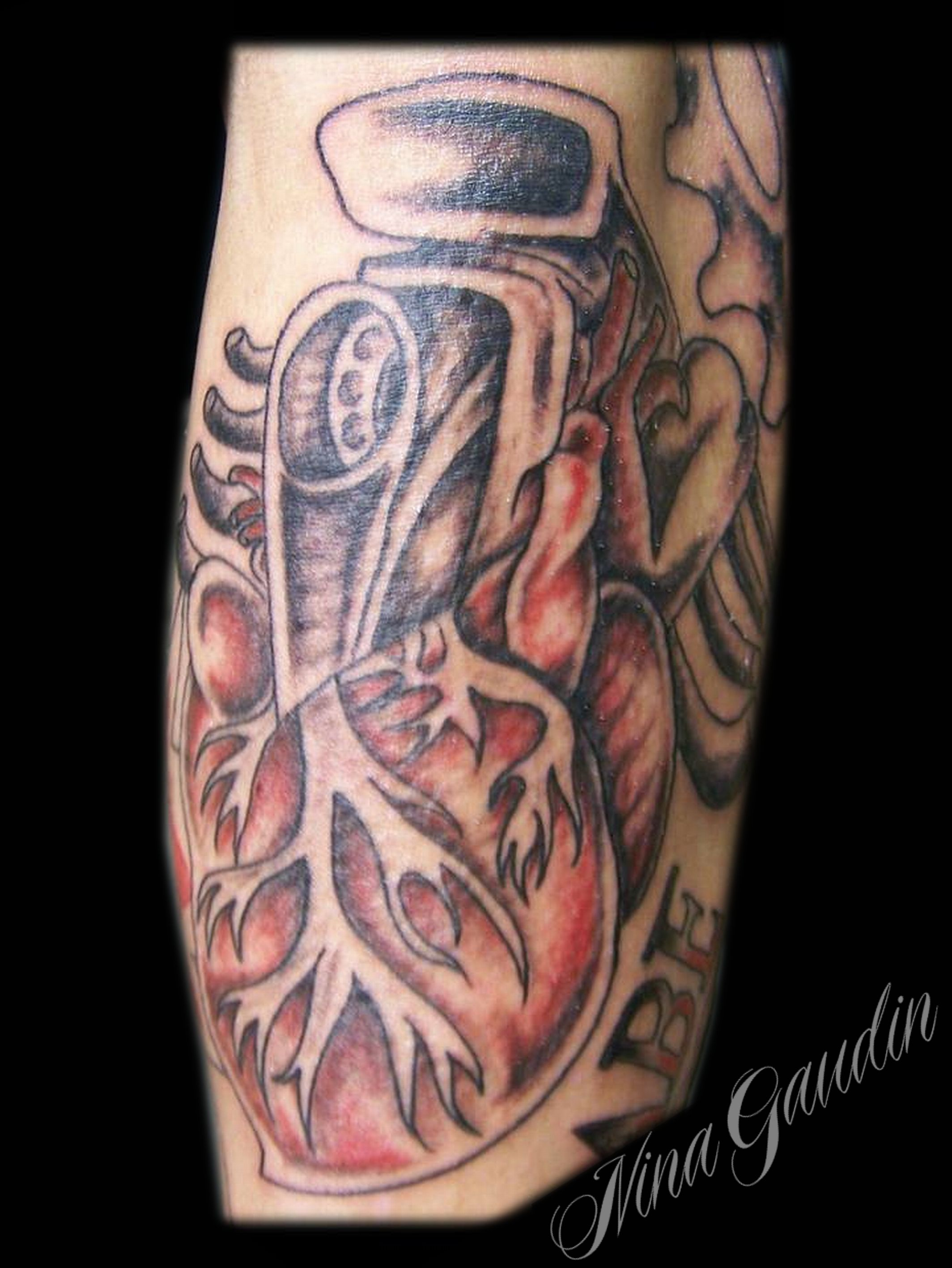 Engine And Anatomical Heart Color Forearm Tattoo Nina Gaudin Of for measurements 2128 X 2833