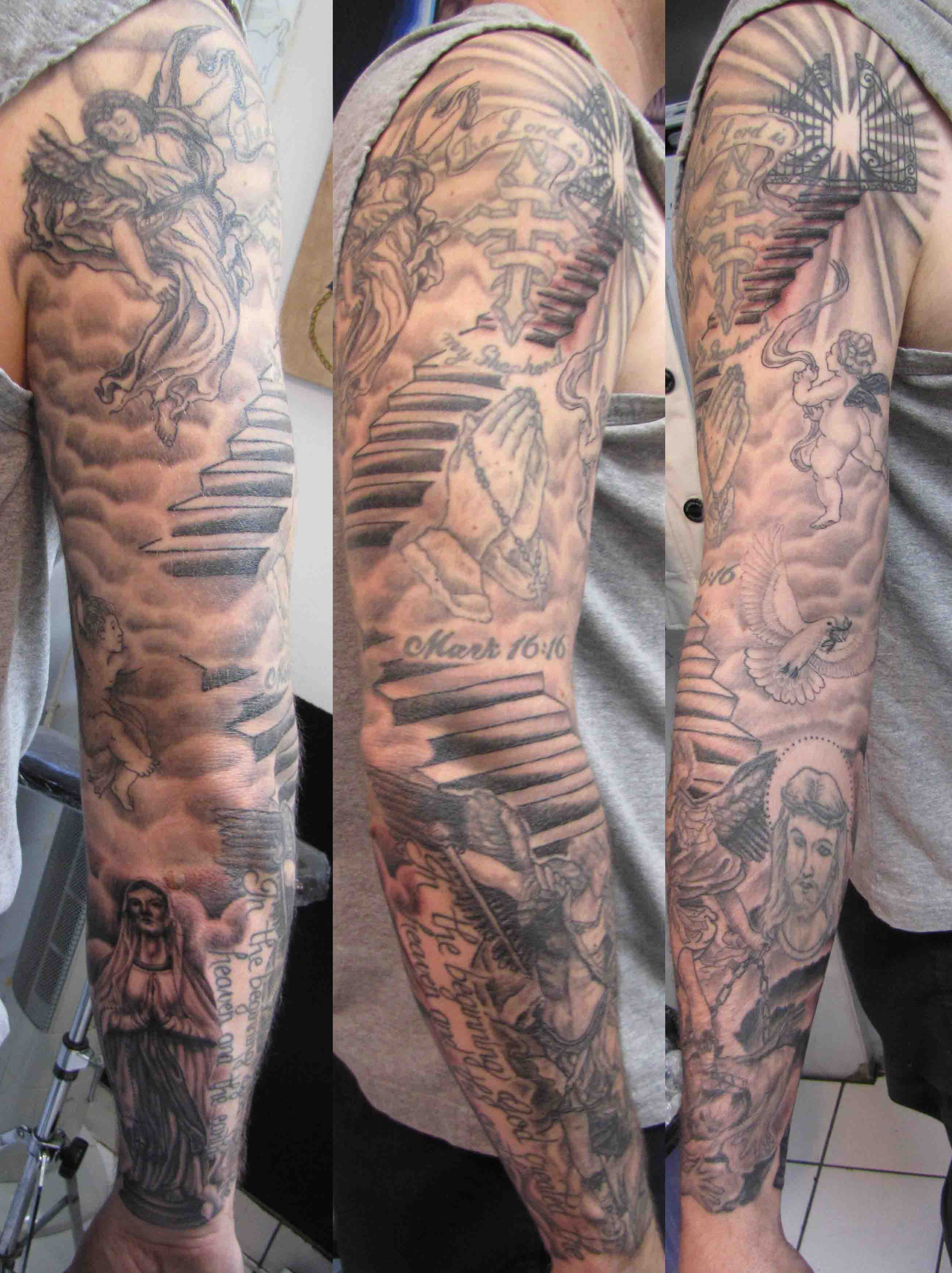 Fallen Angel Sleeve Tattoo Images Designs pertaining to measurements 2609 X 3489