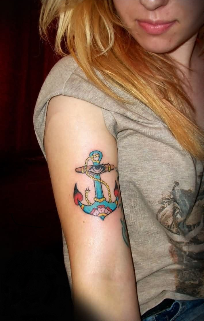 Fantastic Anchor Tattoo For Ladys Upper Arm Tattooshunter intended for sizing 709 X 1114