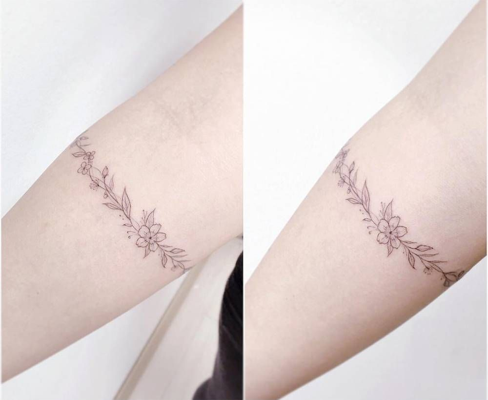 Flower Armband Tattoo On The Right Forearm Tattoo Artist Banul inside measurements 1000 X 819
