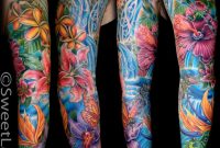 Flower Sleeve Tattoo Everybody Loves This Tattoo Of Tropical intended for sizing 891 X 1024
