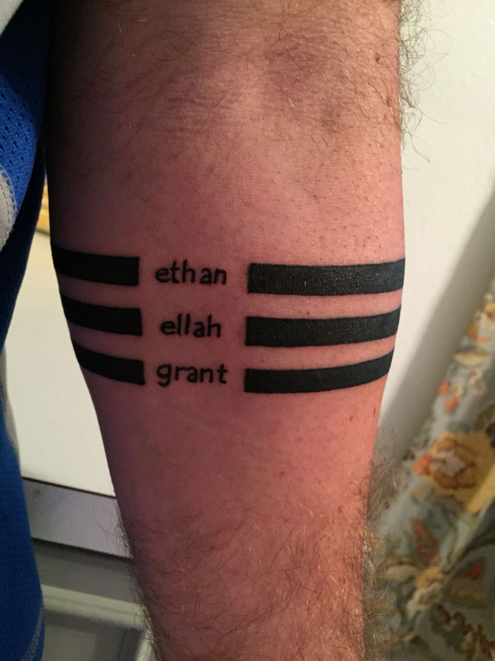Forearm Bands Tattoo With My Childrens Names Thanks Pete Jersey for measurements 1000 X 1334