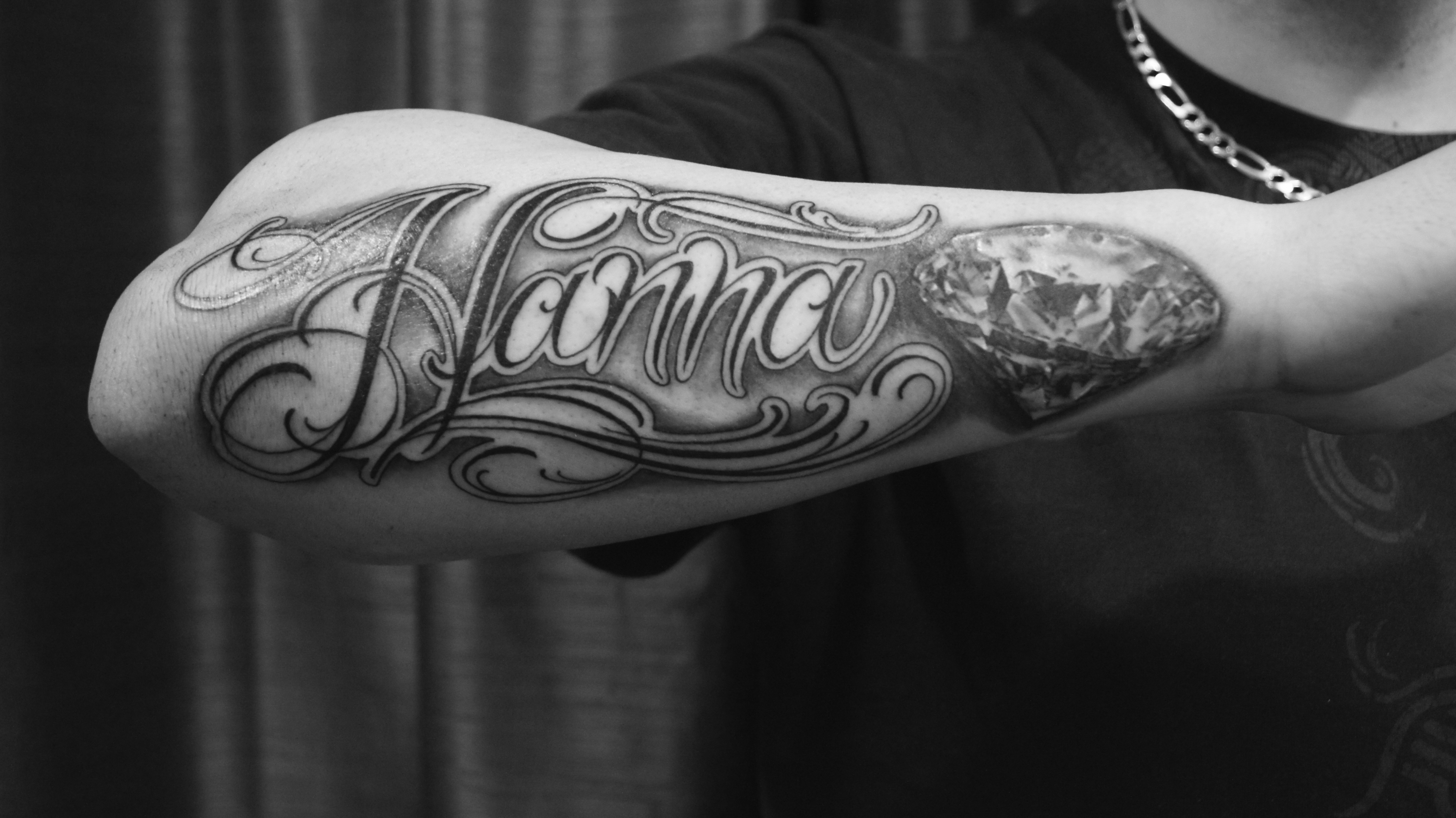 Forearm Black And Grey Custom Script Tattoo Chronic Ink with dimensions 4912 X 2760