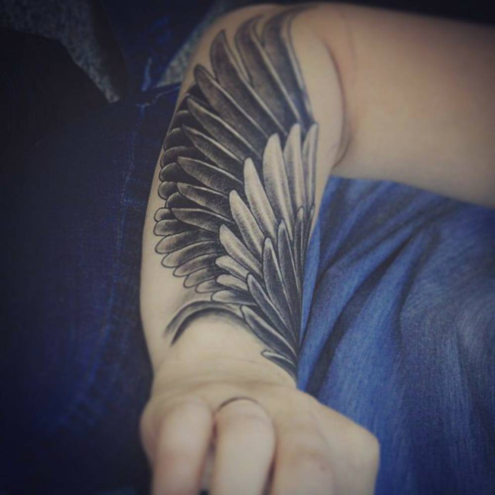 Forearm Tattoo Of A Wing throughout measurements 1000 X 1000