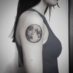Full Moon Tattoo On The Right Upper Arm Realistic Tattoos intended for sizing 1000 X 1000