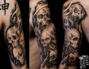 Full Sleeve Tattoos Skulls Tattoo Sleeve Masshi128 On with measurements 1011 X 790