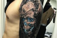 Futuristic Skull Mens Upper Arm Piece Best Tattoo Design Ideas inside size 1065 X 1232