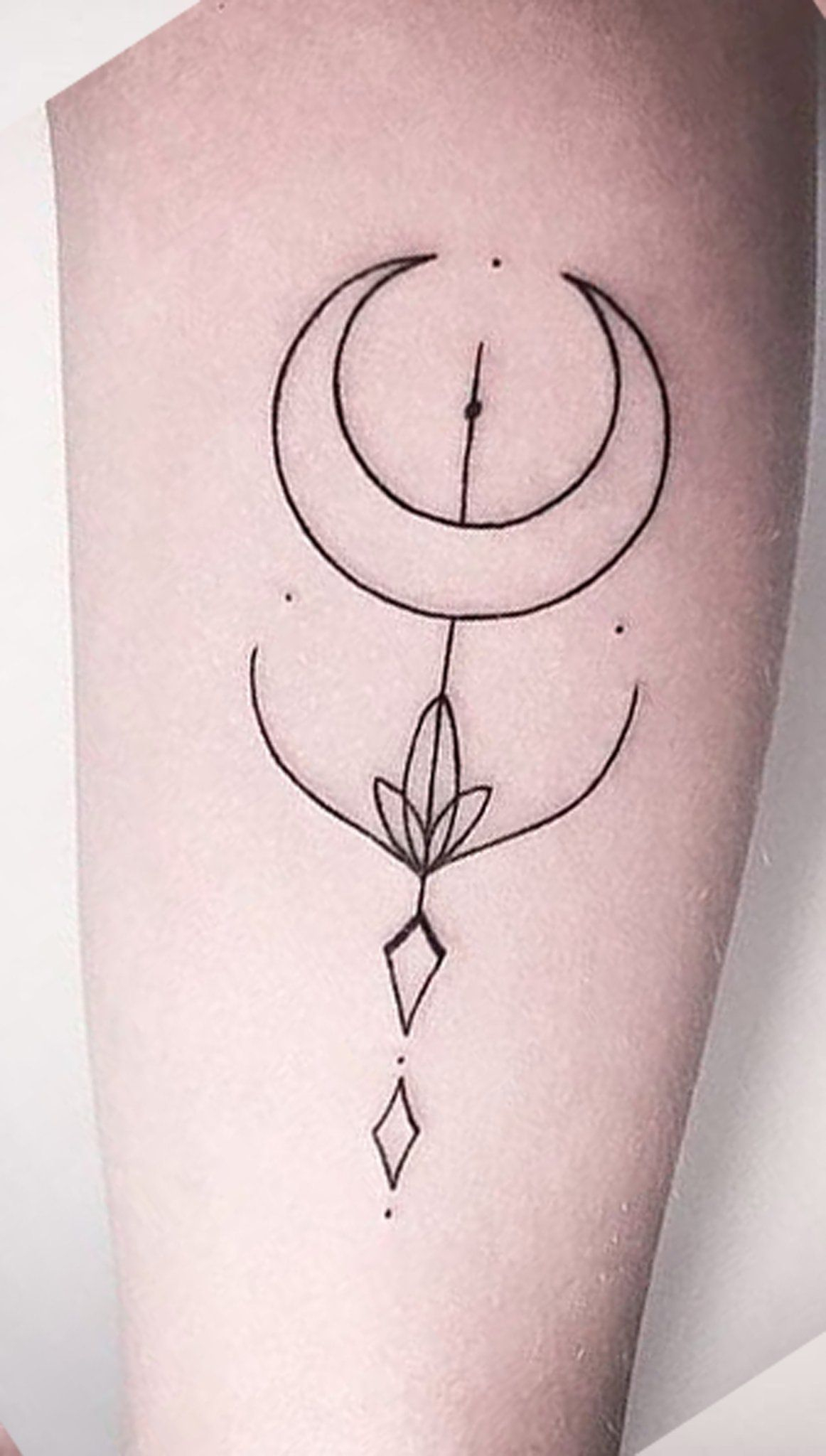 Geometric Crescent Moon Phases Arm Tattoo Ideas For Women Tatuaje with regard to proportions 1162 X 2048