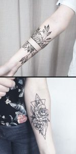 Geometric Diamond Rose Forearm Tattoo Ideas For Women Black Wild throughout proportions 1018 X 2048