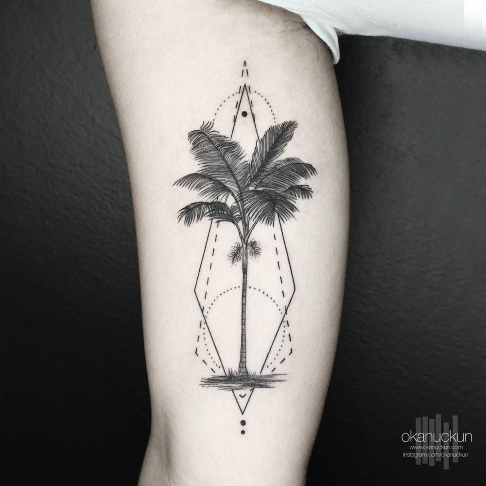 Geometric Palm Tree On The Inner Arm Tattoo Artist Okan Ukun with regard to size 1000 X 1000