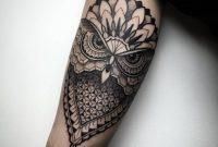 Geometricblackwork Style Owl Tattoo On The Left Inner Arm Tattoo regarding measurements 1000 X 1000
