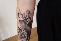 Girltattoo Rat With Roses Black And Gray Tattoo On Front Arm throughout proportions 2322 X 4128