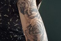 Great Soft Roses Half Sleeve Tattoo Black Grey White Roses On Upper with regard to sizing 815 X 1223