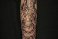 Grey Flying Dove And Praying Hands Tattoo On Arm Sleeve throughout proportions 1080 X 1350