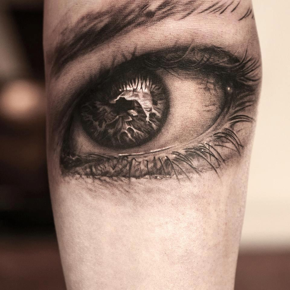 Grey Ink Realistic 3d Eye Tattoo On Arm inside sizing 960 X 960