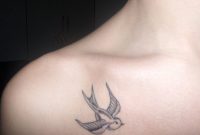 Grey Ink Sparrow Tattoo On Front Shoulder regarding dimensions 1600 X 1200