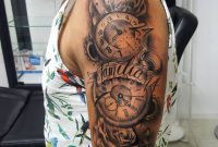 Grey Roses And Clock Tattoos On Left Half Sleeve David Torres throughout size 960 X 960