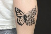 Half Butterfly And Flower Tattoo On Inner Arm with measurements 1080 X 1056