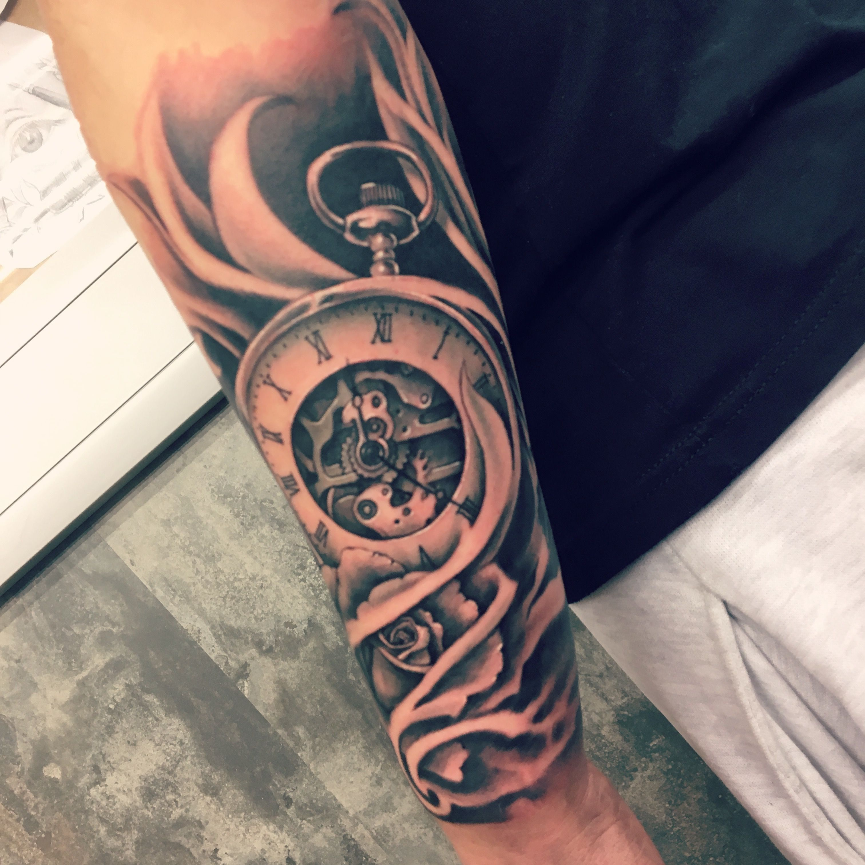 Half Sleeve Clock Clocktattoo Tattoo Sleeve Tattoos inside size 3024 X 3024