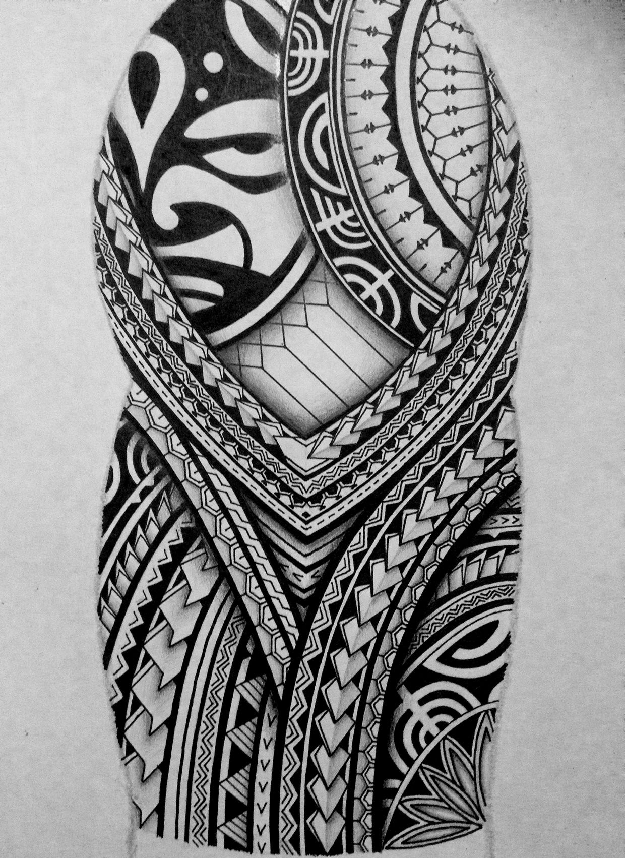 I Created A Polynesian Half Sleeve Tattoo Design For My Brother with regard to proportions 1240 X 1702