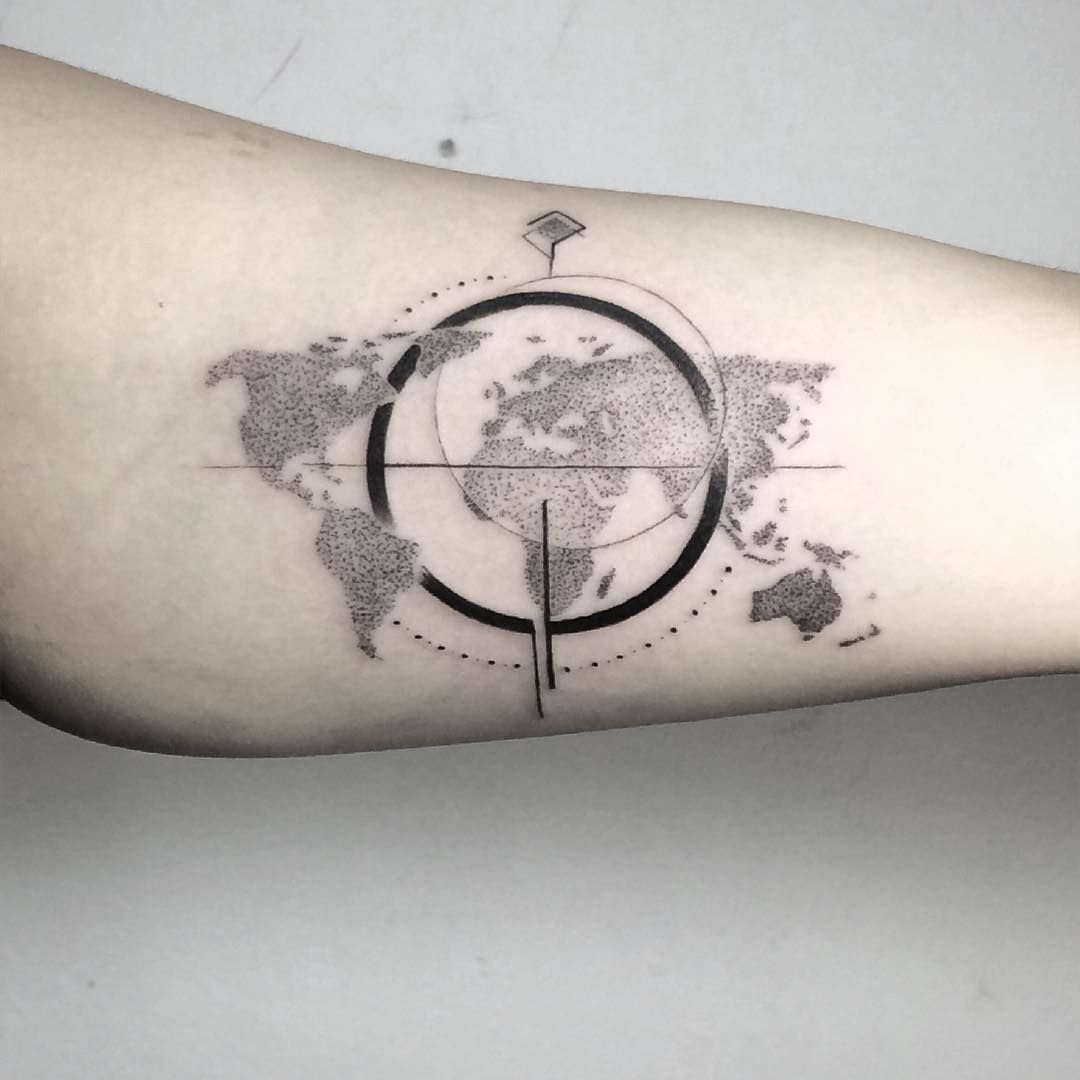 Inner Bicep Compass World Map Same Same Different Banger From The in proportions 1080 X 1080