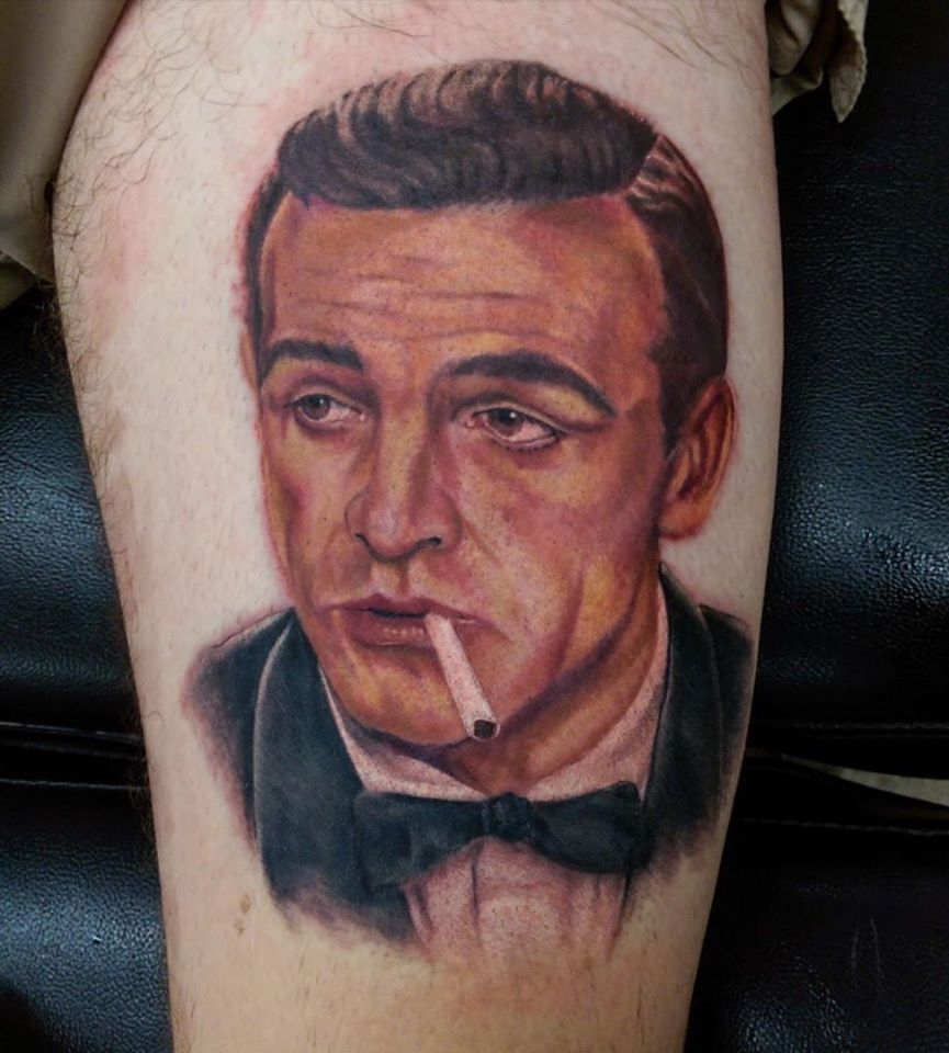 James Bond 007 Sean Connery Portrait Tattoo Devin Zimmerman intended for proportions 865 X 960