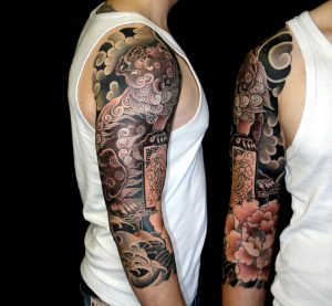 Japanese Lion Shisa 34 Tattoo Sleeve Artist Unknown Re Pinner inside sizing 1186 X 1096