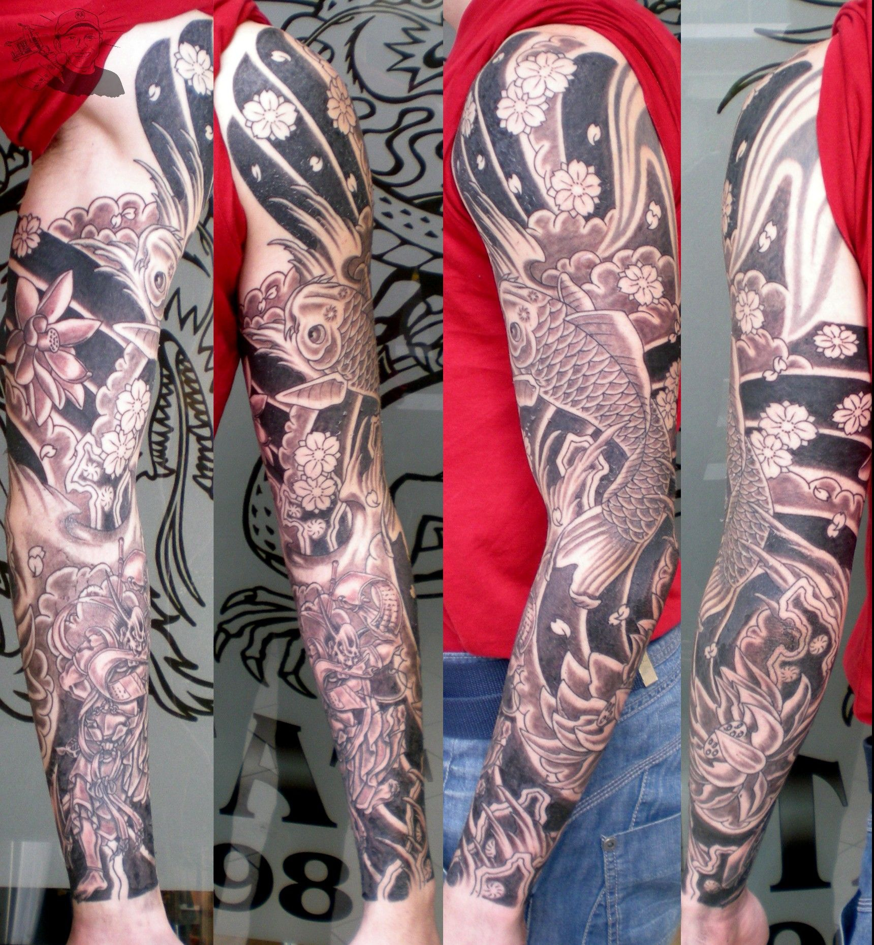 Japanese Sleeve Tattoos Black Grey Japanese Sleeve Tattoo pertaining to measurements 1720 X 1860