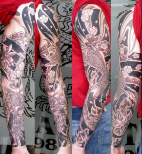Japanese Sleeve Tattoos Black Grey Japanese Sleeve Tattoo throughout proportions 1720 X 1860