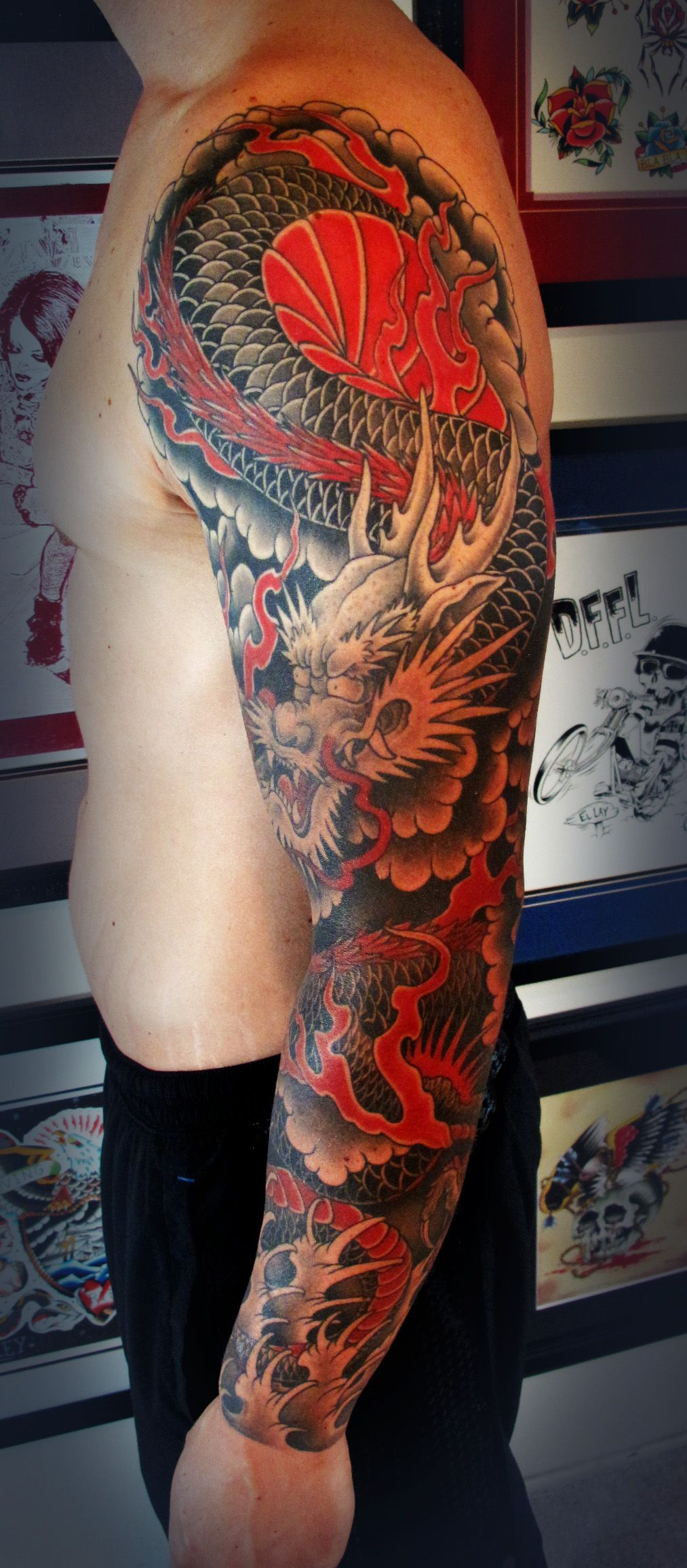 Japanesedragontattoos Dragon Sleeve Saltwatertattoo Japanese regarding proportions 1013 X 2311