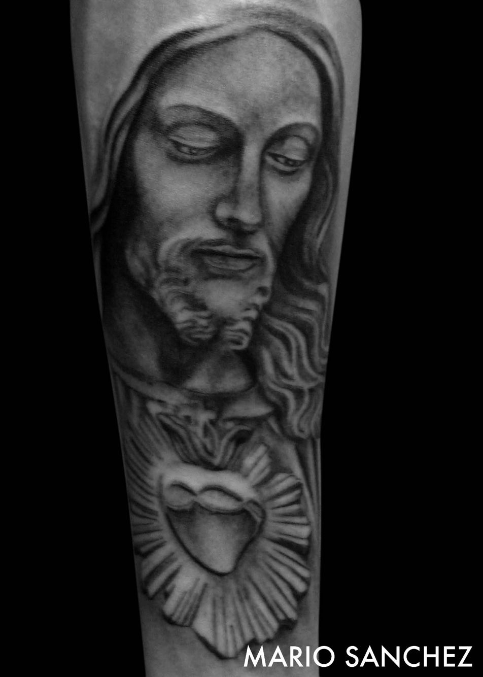 Jesus Christ Tattoo With Sacred Heart Realism Black Tattoos intended for measurements 952 X 1334