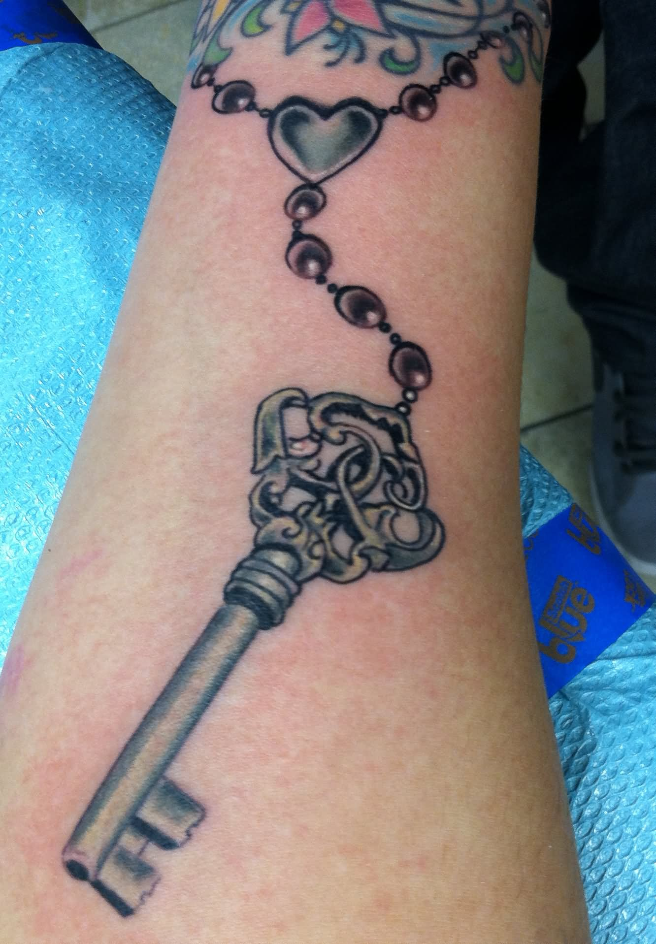 Key With Chain Tattoo On Arm regarding sizing 1332 X 1917