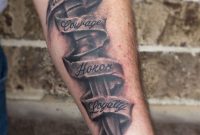 Knife With Banner Tattoo On Forearm Charles regarding size 866 X 960