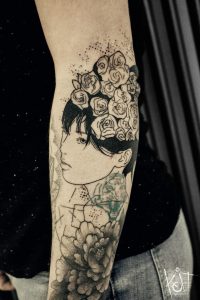 Koit Tattoo Arm Girl Portrait With Roses Berlin Travelling throughout measurements 1280 X 1920