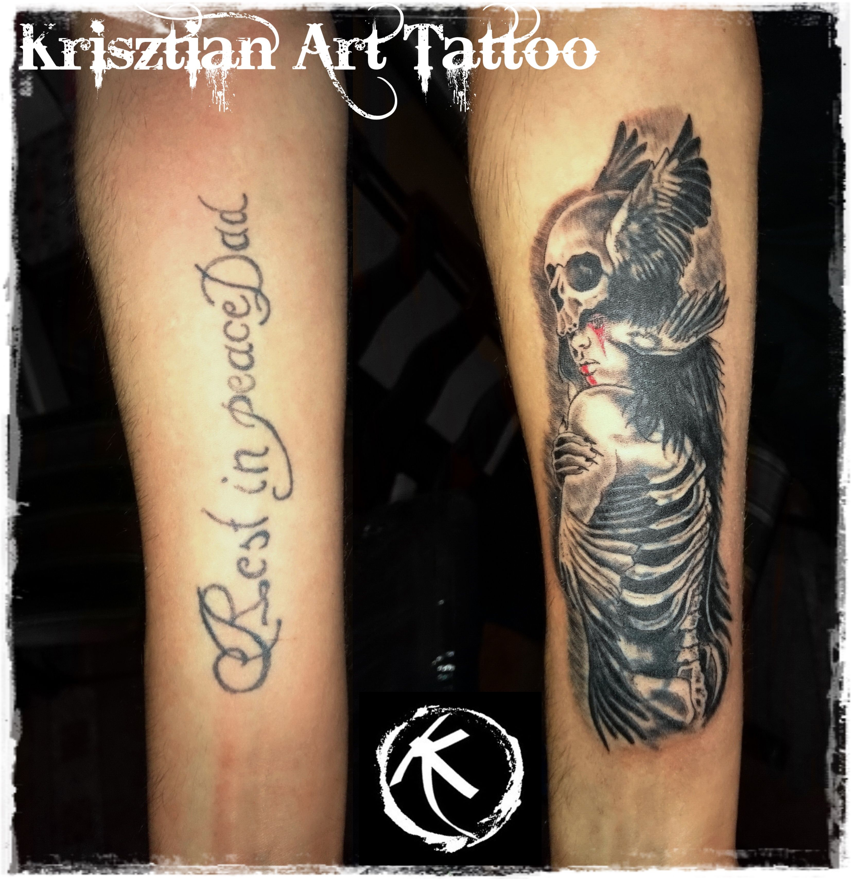 Krisztian Art Tattoo Cover Up Tattoo Forearm Skull And Girl for sizing 3322 X 3422