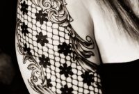 Lace Tattoo On Girl Right Half Sleeve in size 736 X 1116