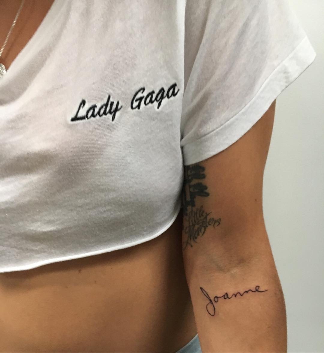 Lady Gaga And Her Dad Got Matching Joanne Album Title Tattoos in sizing 1080 X 1176