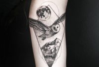Landscape Tattoo On The Left Inner Arm Including An Owl And A Moon within dimensions 1000 X 1000