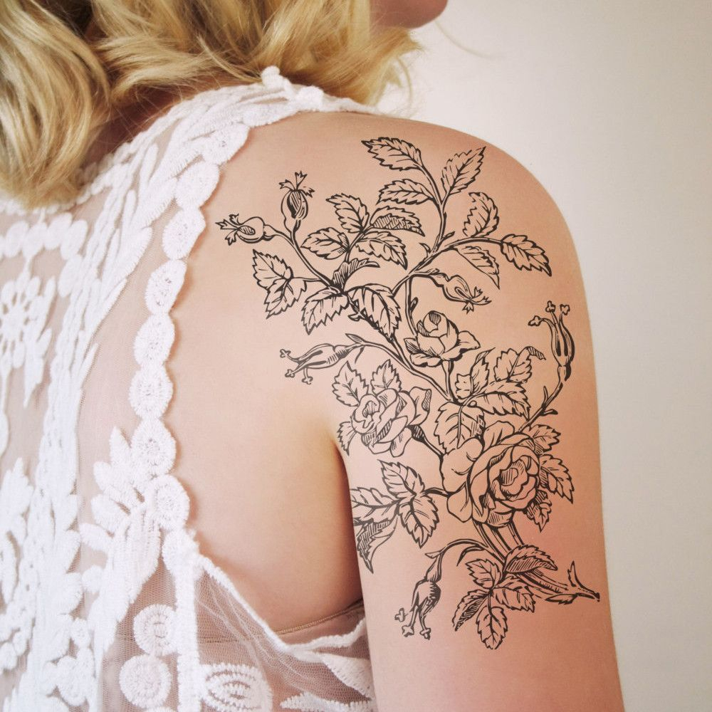 Large Black And White Floral Tattoo Tattoo Ideen Ttowierungen intended for dimensions 1000 X 1000