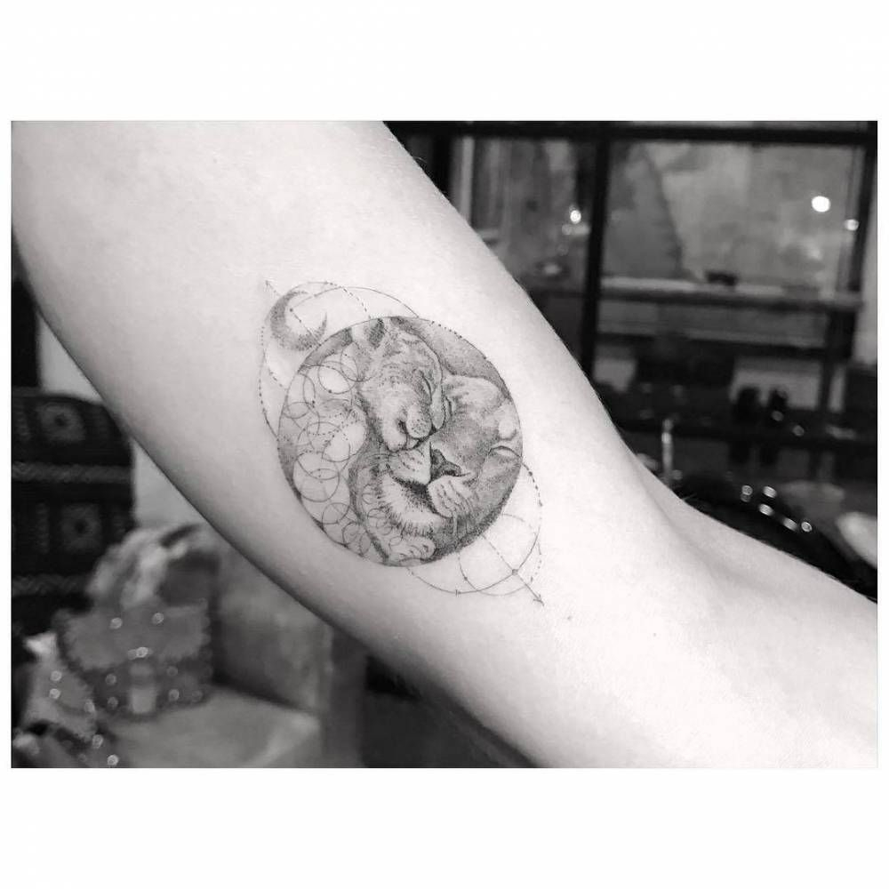 Lion And Lioness Tattoo On The Inner Arm Single Needle Tattoos for dimensions 1000 X 1000