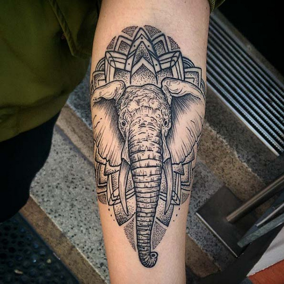 Mandala Elephant Tattoos 8 Lucky Bella throughout size 1080 X 1078